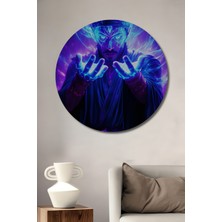 Sihirli Enerji Yayan Şaman Yağlı Boya Görünümlü Dekoratif Ahşap Ev/işyeri/ofis Yuvarlak Tablo