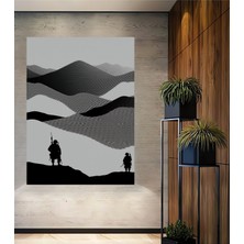 Siyah Beyaz Dağlar ve Askerler Minimalist Ev/işyeri/ofis Dekoratif Ahşap Kare Tablo