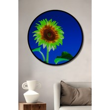 Çerçeve Görünümlü Neon Işıltılı Ayçiçeği Modern Sanat Dekoratif Ahşap Ev/işyeri/ofis Yuvarlak Tablo