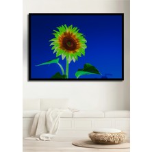 Çerçeve Görünümlü Neon Işıltılı Ayçiçeği Modern Sanat Dekoratif Ahşap Ev/işyeri/ofis Kare Tablo