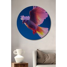 Uçan Beyaz Güvercin Yağlı Boya Görünümlü Dekoratif Ahşap Ev/işyeri/ofis Yuvarlak Tablo