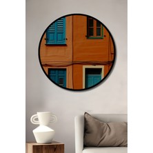 Çerçeve Görünümlü Portekiz Evleri Turuncu Rüyası Dekoratif Ahşap Ev/işyeri/ofis Yuvarlak Tablo