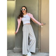 Gabardin Kumaş Bol Paça Pantolon