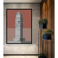 Çerçeve Görünümlü Beyaz Minare Çizim Sanatı Dekoratif Ahşap Ev/işyeri/ofis Kare Tablo