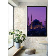Çerçeve Görünümlü Sultanahmet Camii Eflatun Rüya Dekoratif Ahşap Ev/işyeri/ofis Kare Tablo