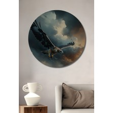 Yağlı Boya Görünümlü Şahin Kuşu Modern Sanat Ev/işyeri/ofis Dekoratif Ahşap Yuvarlak Tablo