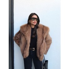 Ithal Şal Yaka Jakarlı Suni Kürk