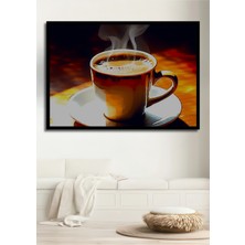 Çerçeve Görünümlü Buharlı Kahve Keyfi Yağlı Boya Görünümlü Dekoratif Ahşap Işyeri/ofis Kare Tablo