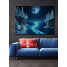 Buz Mavi Rüyalar Yağlı Boya Görünümlü Dekoratif Ahşap Ev/işyeri/ofis Kare Tablo