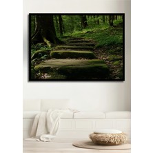 Çerçeve Görünümlü Yeşil Orman Merdivenleri Dekoratif Ahşap Ev/işyeri/ofis Kare Tablo