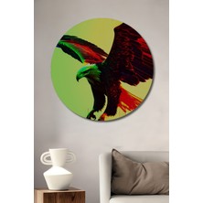 Neon Kartal Yağlı Boya Görünümlü Dekoratif Ahşap Ev/işyeri/ofis Yuvarlak Tablo