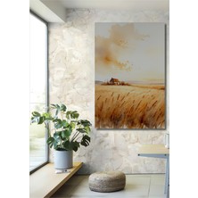 Altın Başaklar Sulu Boya Görünümlü Dekoratif Ahşap Ev/işyeri/ofis Kare Tablo