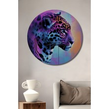 Neon Leopar Yağlı Boya Görünümlü Dekoratif Ahşap Ev/işyeri/ofis Yuvarlak Tablo