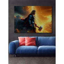 Thor Fırtına Tanrısı Yağlı Boya Görünümlü Dekoratif Ahşap Ev/işyeri/ofis Kare Tablo