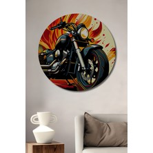 Alevler Içinde Motor Tutkusu Modern Sanat Dekoratif Ahşap Ev/işyeri/ofis Yuvarlak Tablo