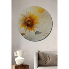 Modern Sanat Minimalist Ayçiçeği Yağlı Boya Görünümlü Dekoratif Ahşap Ev/işyeri/ofis Yuvarlak Tablo