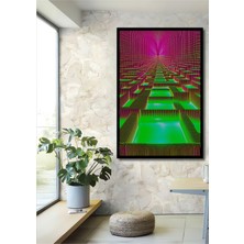 Çerçeve Görünümlü Neon Işıklar Labirenti Soyut Sanat Dekoratif Ahşap Ev/işyeri/ofis Kare Tablo