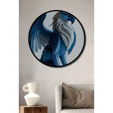 Çerçeve Görünümlü Mavi Kartal Griffin Dekoratif Ahşap Dekoratif Ev/işyeri/ofis Yuvarlak Tablo