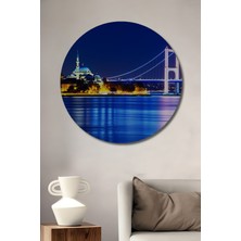 Istanbul Boğaz Köprüsü ve Cami Gece Manzarası Yağlı Boya Görünümlü Dekoratif Ev/işyeri/ofis Tablo