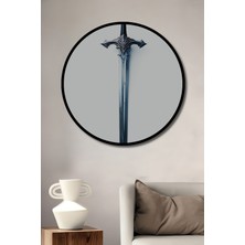 Çerçeve Görünümlü Epik Kılıç Yağlı Boya Görünümlü Dekoratif Ahşap Ev/işyeri/ofis Yuvarlak Tablo