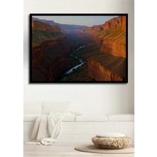 Çerçeve Görünümlü Büyük Kanyonun Muhteşem Manzarası Yağlı Boya Görünümlü Ahşap Ofis Kare Tablo