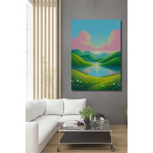 Pastel Tonlarda Rüyamsı Göl Manzarası Dekoratif Ahşap Ev/işyeri/ofis Kare Tablo