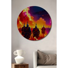 Alevler Içinde Ilerleyen Ordunun Yağlı Boya Görünümlü Ev/işyeri/ofis Dekoratif Ahşap Tablosu