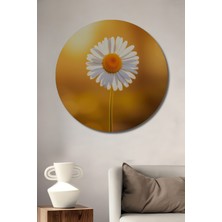 Güneşte Açan Papatya Yağlı Boya Görünümlü Dekoratif Ahşap Ev/işyeri/ofis Yuvarlak Tablo