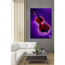 Neon Işıklı Keman Dekoratif Ahşap Ev/işyeri/ofis Kare Tablo