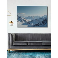 Buzul Çağı Dağları Yağlı Boya Görünümlü Dekoratif Ahşap Ev/işyeri/ofis Kare Tablo