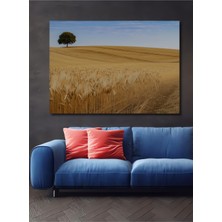 Sonsuz Buğday Tarlası Yağlı Boya Görünümlü Ev/işyeri/ofis Dekoratif Ahşap Kare Tablo