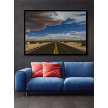Çerçeve Görünümlü Ufuk Çizgisi Sonsuzluk Yolu Manzarası Dekoratif Ahşap Ev/işyeri/ofis Kare Tablo