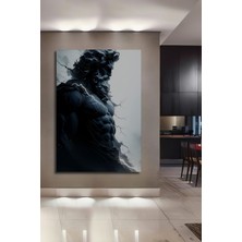 Tanrı Zeus Yağlı Boya Görünümlü Dekoratif Ahşap Ev/işyeri/ofis Kare Tablo