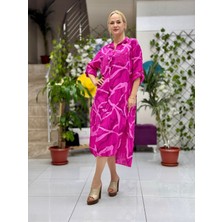 YG303004 Italyan Cep Payet Coton Pareo Gömlek Elbise Pembe