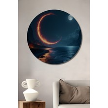 Fantastik Ay Yüzlü Deniz Manzarası Dekoratif Ahşap Ev/işyeri/ofis Yuvarlak Tablo