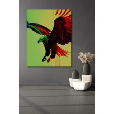 Neon Kartal Yağlı Boya Görünümlü Dekoratif Ahşap Ev/işyeri/ofis Kare Tablo