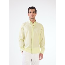 Açık Yeşil Erkek Regular Fit Düz Brent Düğmeli Yaka Uzun Kol Gömlek