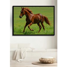 Çerçeve Görünümlü Koşan At Yağlı Boya Görünümlü Dekoratif Ahşap Ev/işyeri/ofis Kare Tablo