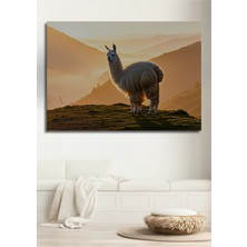Gün Batımı Altın Llama Manzarası Yağlı Boya Görünümlü Dekoratif Ahşap Ev/işyeri/ofis Kare Tablo