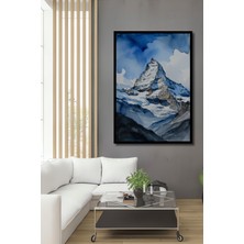 Çerçeve Görünümlü Matterhorn Dağı Sulu Boya Görünümlü Dekoratif Ahşap Ev/işyeri/ofis Kare Tablo