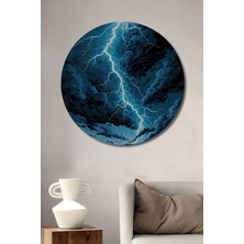 Gökyüzü Fırtınası Yağlı Boya Görünümlü Dekoratif Ahşap Ev/işyeri/ofis Yuvarlak Tablo