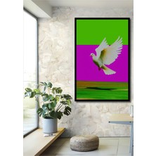 Çerçeve Görünümlü Uçan Beyaz Güvercin Modern Sanat Dekoratif Ahşap Ev/işyeri/ofis Kare Tablo