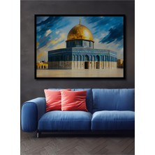 Çerçeve Görünümlü Kudüs Kubbet Üs Sahra Yağlı Boya Görünümlü Dekoratif Ahşap Işyeri/ofis Kare Tablo