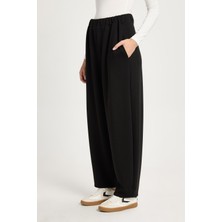 Kadın Siyah Oversize Modal Kumaş Yumuşacık Pantalon 30004