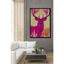 Çerçeve Görünümlü Fuşya Geyik Dijital Sanat Ev/işyeri/ofis Kare Tablo Dekoratif Ahşap Dekoratif