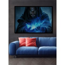 Çerçeve Görünümlü Büyücü Gandalf Yağlı Boya Görünümlü Dekoratif Ahşap Ev/işyeri/ofis Kare Tablo