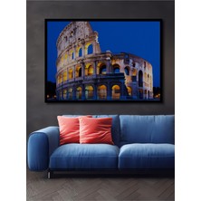 Çerçeve Görünümlü Roma Kolezyumu Muhteşem Gece Manzarası Dekoratif Ahşap Ev/işyeri/ofis Kare Tablo