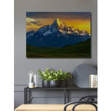 Alplerde Gün Batımı Yağlı Boya Görünümlü Dekoratif Ahşap Ev/işyeri/ofis Kare Tablo
