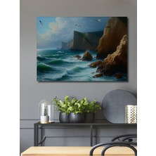 Deniz Kenarı Uçurumlar Yağlı Boya Görünümlü Dekoratif Ahşap Ev/işyeri/ofis Kare Tablo
