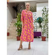 YG302001 Italyan Coton Pareo Gömlek Elbise Pembe